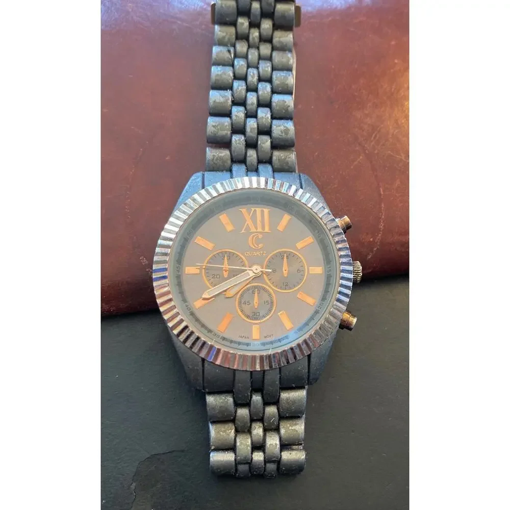 Women's 40mm Charming Charlie Watch, Gun Metal Tone with Gold Tone Acents